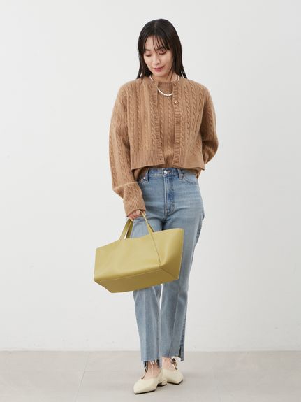 セットアップ対応】カシミヤタッチケーブルニットカーディガン