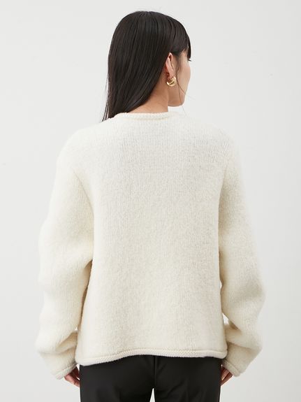 金釦ムートンライクボアニットカーディガン(カーディガン)｜トップス