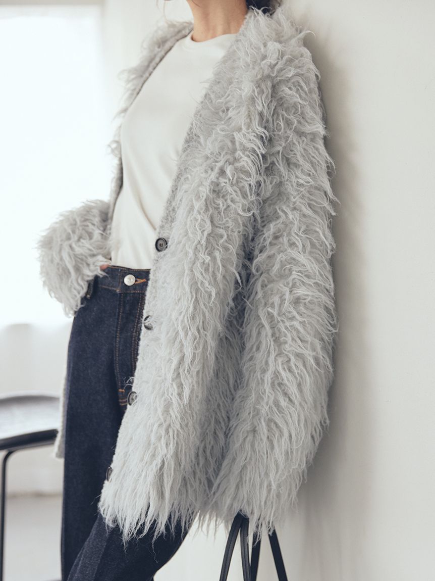 スコッチ釦シャギーニットカーディガン(カーディガン)｜トップス｜Mila