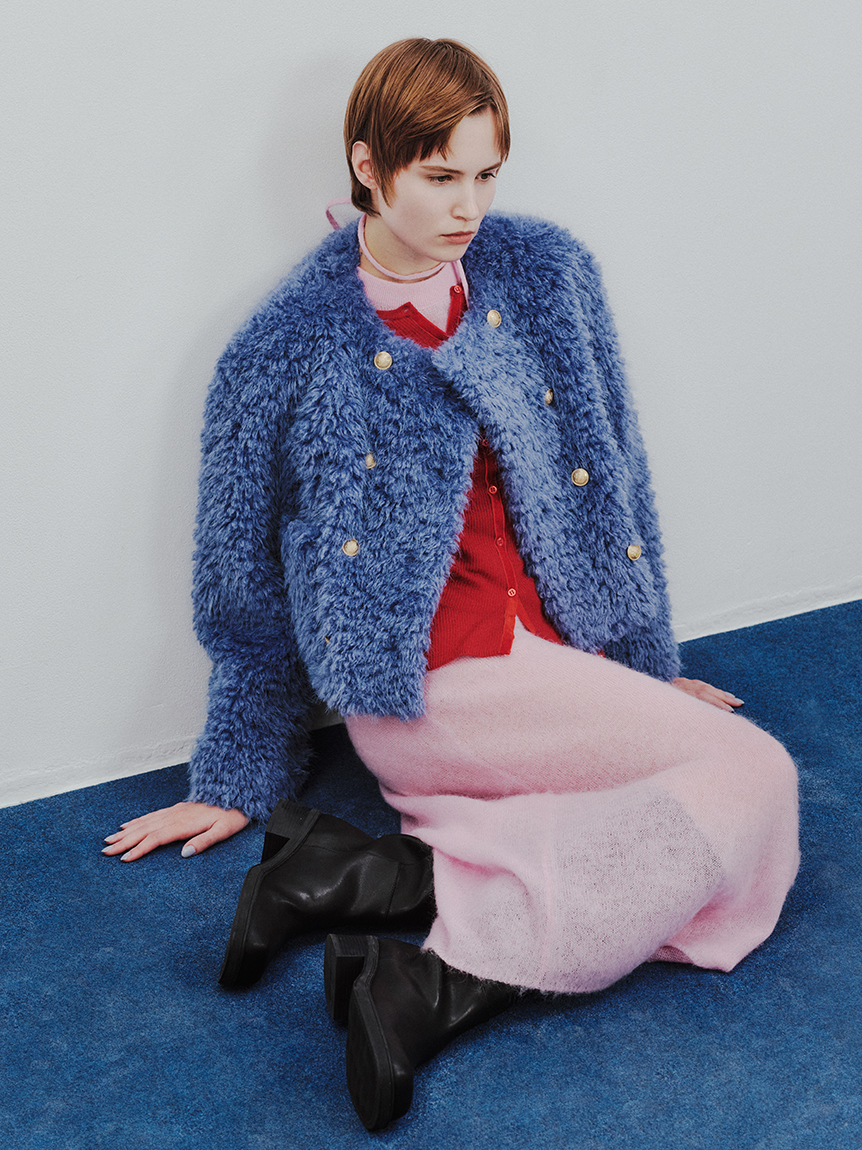 ベロアリブニットカーディガン(カーディガン)｜トップス｜Mila Owen