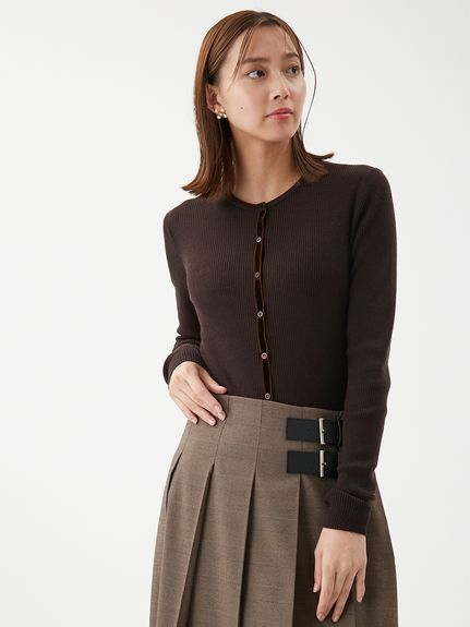 ベロアリブニットカーディガン(カーディガン)｜トップス｜Mila Owen