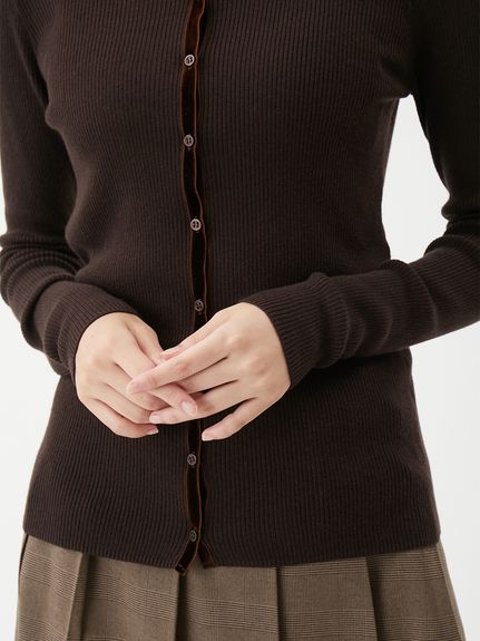 ベロアリブニットカーディガン(カーディガン)｜トップス｜Mila Owen