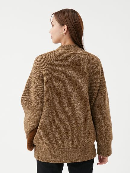 2WAYファーポケットMIXヤーンカーディガン(カーディガン)｜トップス