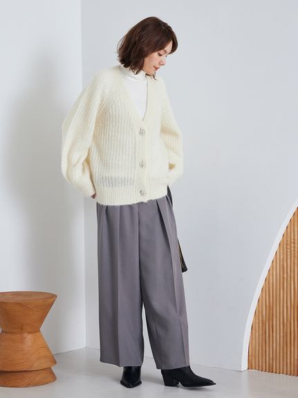 WEB限定】アルパカ混ビジューボタンカーディガン(カーディガン