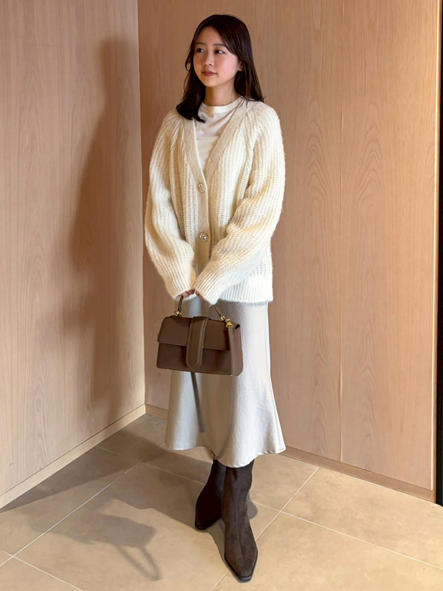 WEB限定】アルパカ混ビジューボタンカーディガン(カーディガン