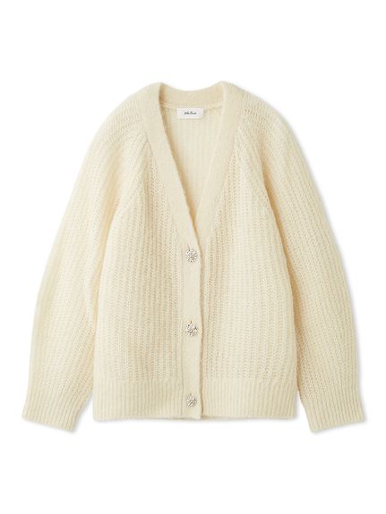 WEB限定】アルパカ混ビジューボタンカーディガン(カーディガン