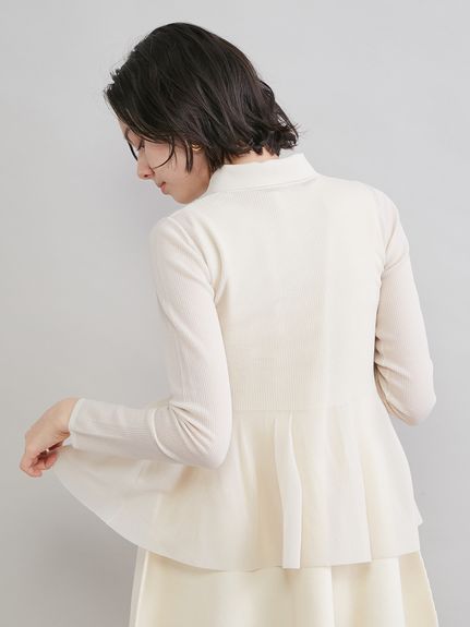 Mila Owen フォルムアンサンブルショートカーディガン＆ペプラムニット Mila Owen（ミラオーウェン） カーディガン 「セットアップ対応