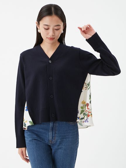 mila owen カシミヤコットンボタニカルドッキングカーディガン　フラワー WEB限定カラー】カシミヤコットンボタニカルドッキングカーディガン