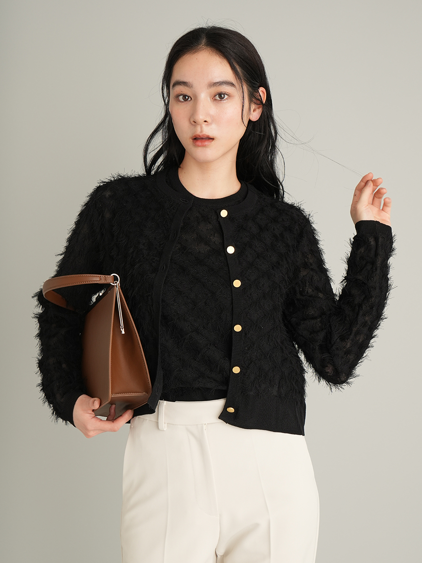 ウォッシャブル】金釦カットジャガードカーディガン(カーディガン