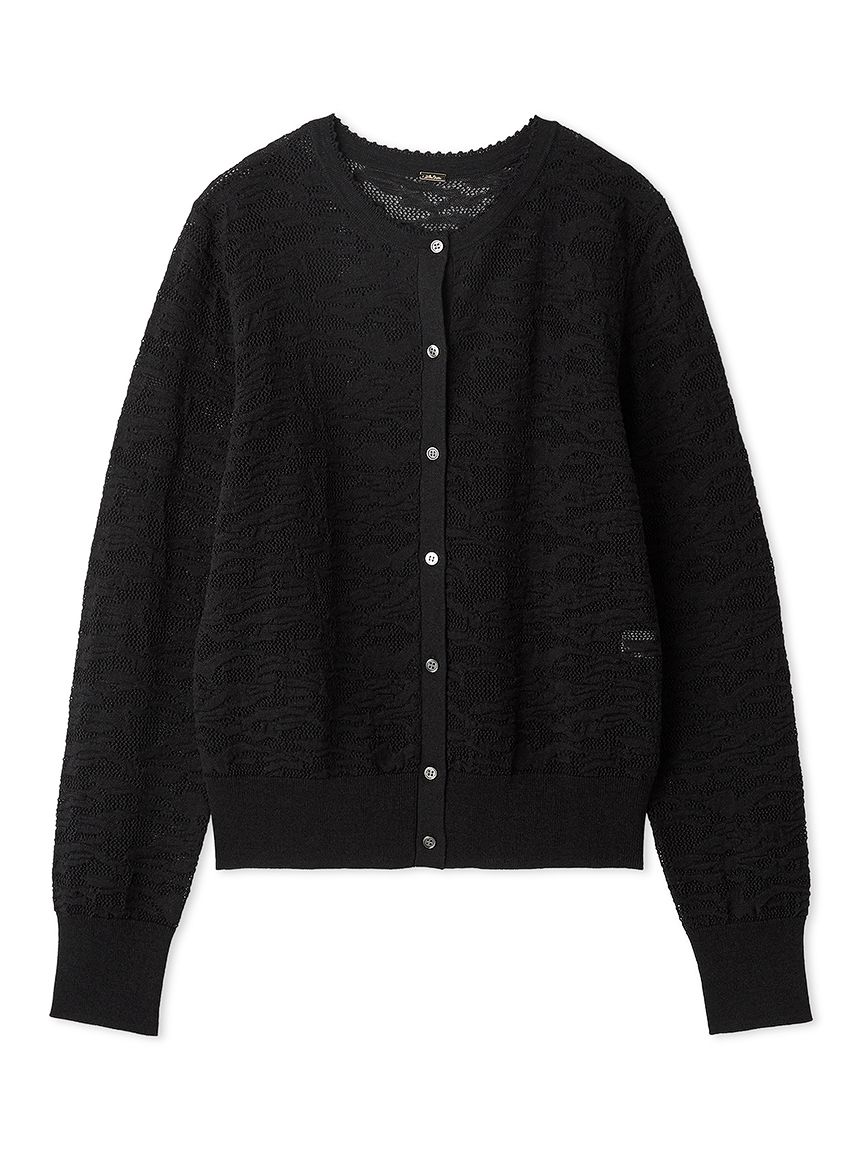 美品 Blumarine 長袖 総柄 ストレッチ ニット カーディガン 38 レースアンサンブルニットカーディガン(カーディガン・ボレロ