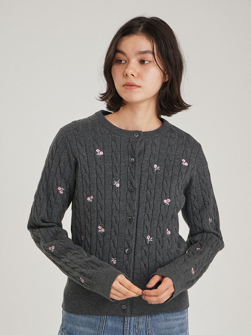 フラワー刺繍ニットカーデ(カーディガン)｜トップス｜Mila Owen（ミラ