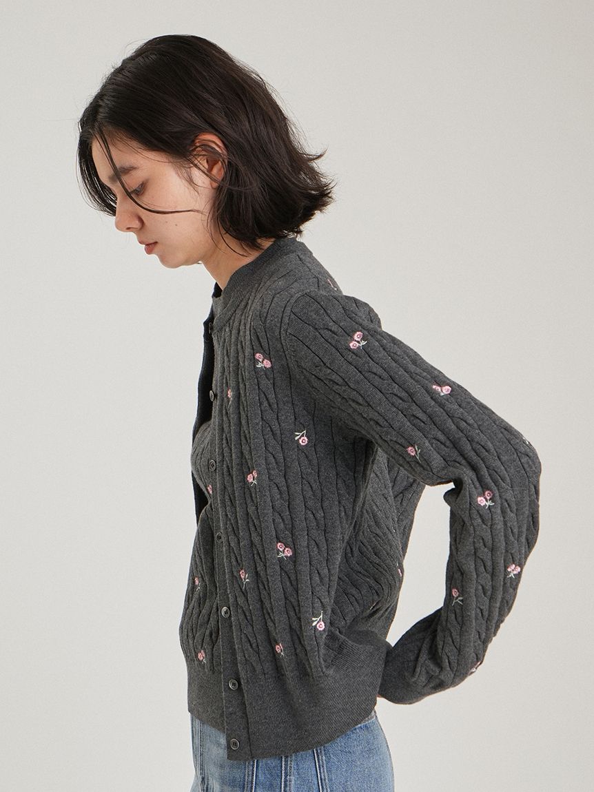 フラワー刺繍ニットカーデ(カーディガン)｜トップス｜Mila Owen（ミラ