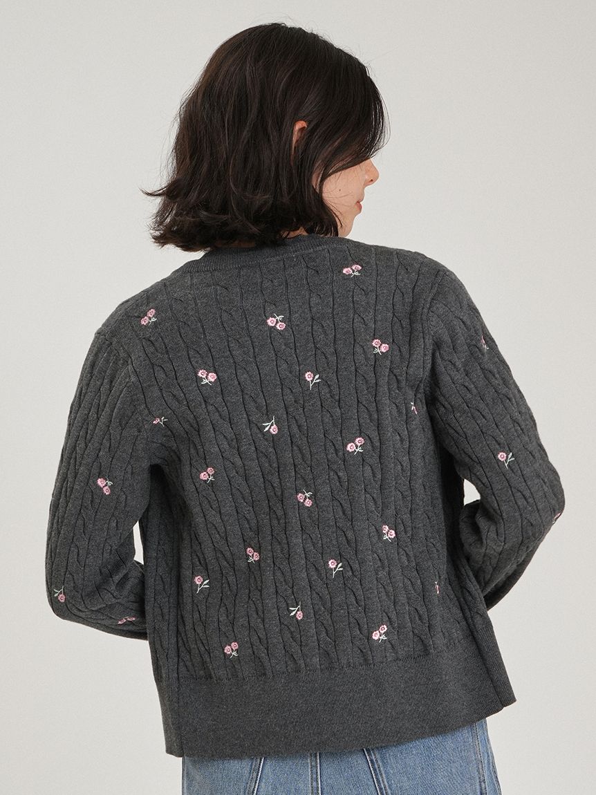 フラワー刺繍ニットカーデ(カーディガン・ボレロ)｜トップス｜Mila