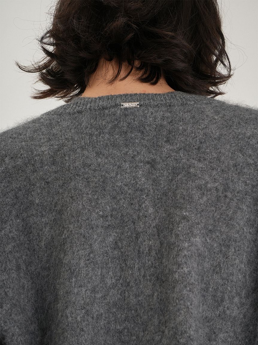 【25SS 洗える】極美品 モラビト 麻混 ポンチョ風カーディガン スパンコール wool100％ミンクタッチ短丈カーディガン(カーディガン・ボレロ