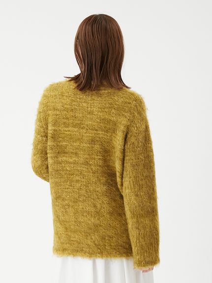 金釦ラメシャギーツイードニットジャケット(ノーカラージャケット