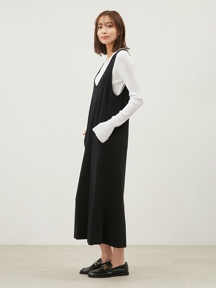 U字ネックニットマーメイドワンピース セミマーメイドニットワンピース(XS GREY): ワンピースanuans
