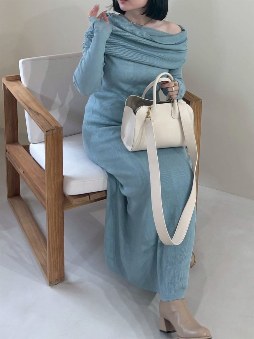 セットアイテム】2wayスヌードオフショルリブニットワンピース(ニット