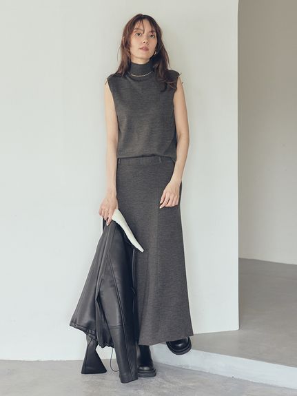 セットアイテム】ハイネックノースリニットナロースカートSET