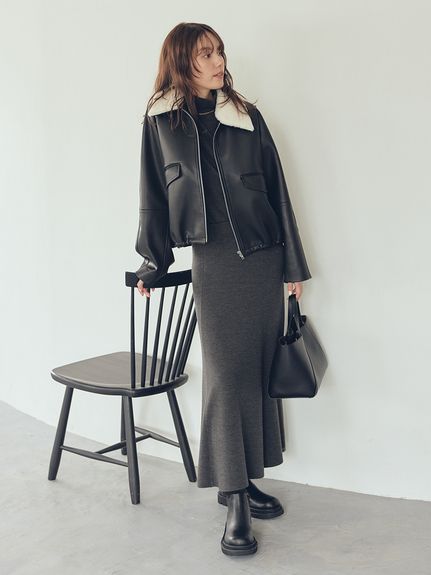 セットアイテム】ハイネックノースリニットナロースカートSET