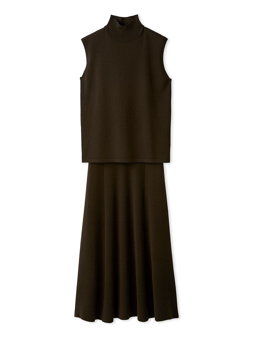 セットアイテム】ハイネックノースリニットナロースカートSET