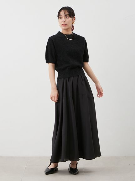 セットアイテム】ラメパフスリーブニットフレアスカートSET UP