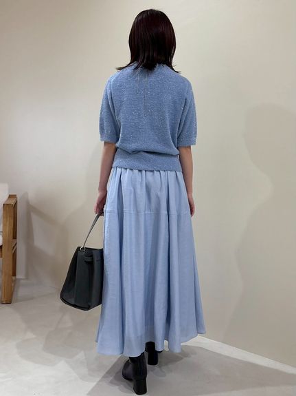 セットアイテム】ラメパフスリーブニットフレアスカートSET UP