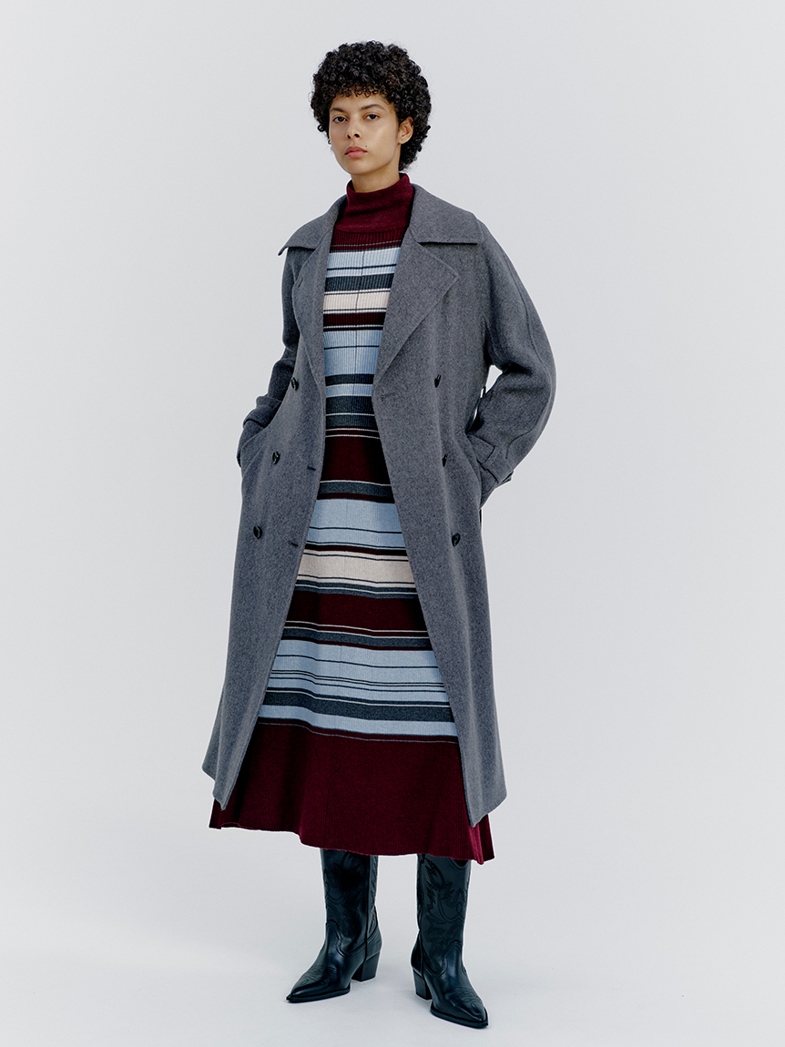 【極美品】Drawer 高級感漂う✨リブニットワンピース タートルネック フレア Mila Owen（ミラオーウェン）の「タートルネックロングリブニット