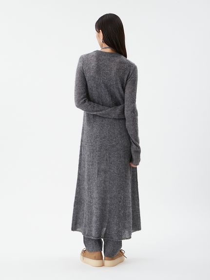 タイ付きアルパカ混シアーニットフレアワンピース(ニットワンピース