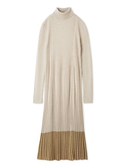 タートルネックロングリブニットワンピース(マキシ・ロングワンピース