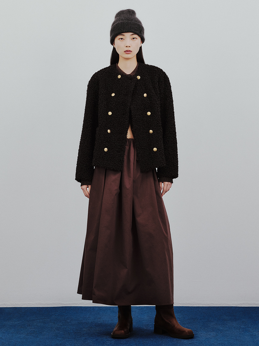 セットアイテム】ポロ衿ニットタックフレアスカートコーデSET