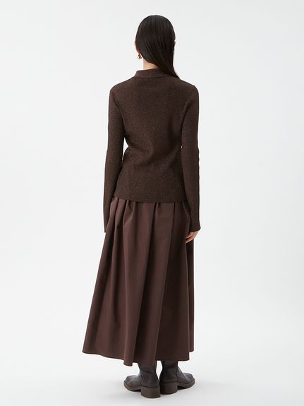 セットアイテム】ポロ衿ニットタックフレアスカートコーデSET