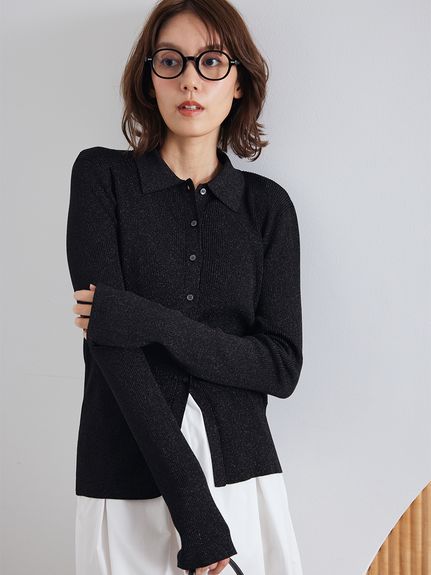 セットアイテム】ポロ衿ニットタックフレアスカートコーデSET