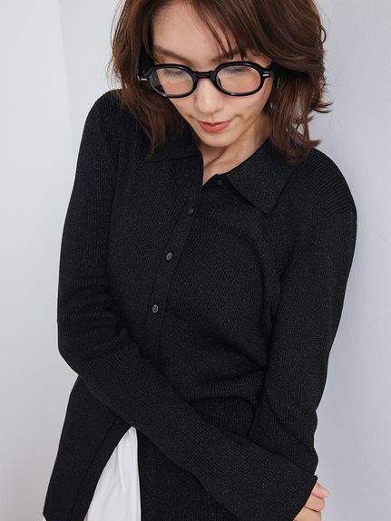 セットアイテム】ポロ衿ニットタックフレアスカートコーデSET