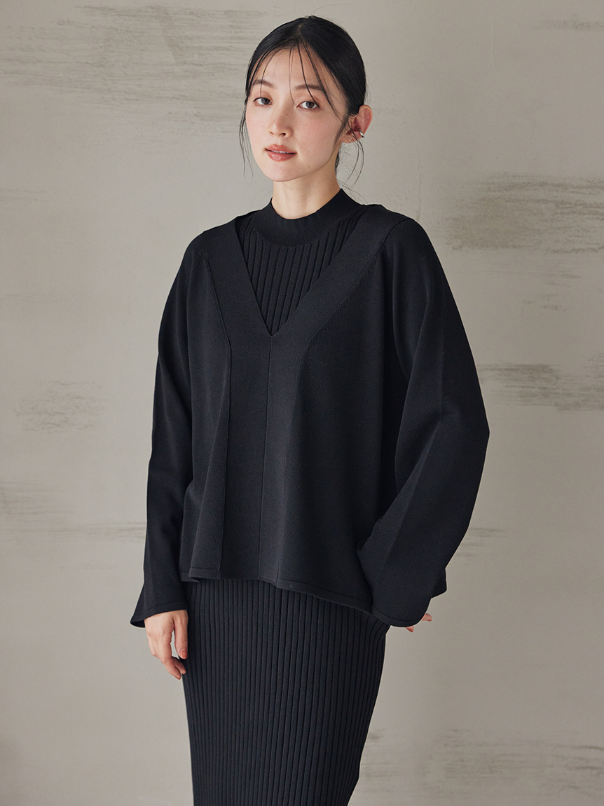 美品 SOEJU 総針ニットジャケット 墨クロ 　チャコール　和紙混 　近年商品 WEB限定】ニットセットアップ(ロングワンピース)｜ワンピース｜Mila
