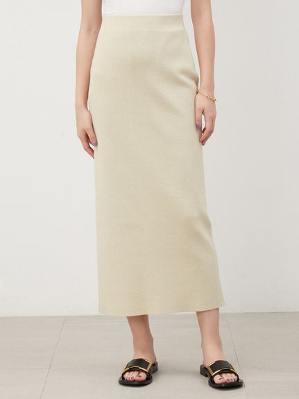 ウエストゴムストレートロングニットスカート【手洗い可能】(ロング  