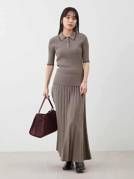 セットアップ対応】ニットプリーツスカート(ニットスカート)｜スカート