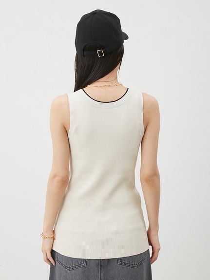 美品 ラインヴァンド 定価2.5万 ニット ジレ バックオープン