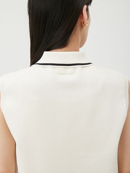 ウォッシャブル】【接触冷感】スリーブレスドライタッチポロ