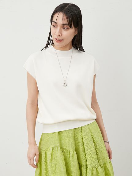 UV加工】【ウォッシャブル】ハイネックブラウジングニットプル