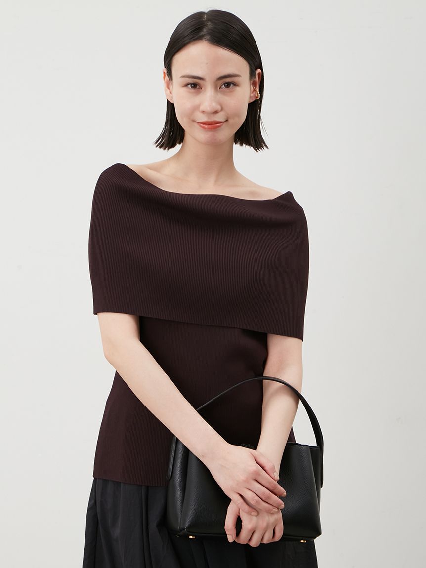 WEB限定カラー】【UV加工】接触冷感オフショルリブニット(ニット