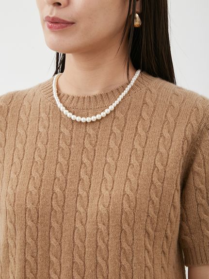 セットアップ対応】カシミヤタッチケーブルニットプルオーバー(プル