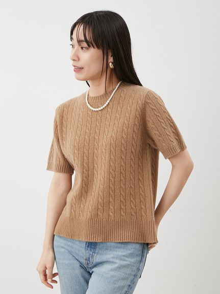 セットアップ対応】カシミヤタッチケーブルニットプルオーバー(プル
