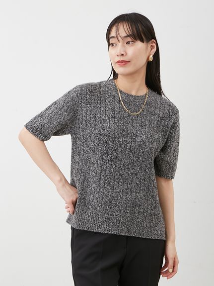 セットアップ対応】カシミヤタッチケーブルニットプルオーバー(プル