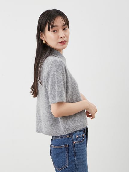 新品タグ付　クロップド丈モヘアニットトップス　茶色　Mila Owen ポロ衿クロップド丈モヘアニットトップス(ニット)｜トップス