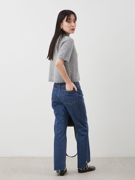 ポロ衿クロップド丈モヘアニットトップス(ニット)｜トップス｜Mila