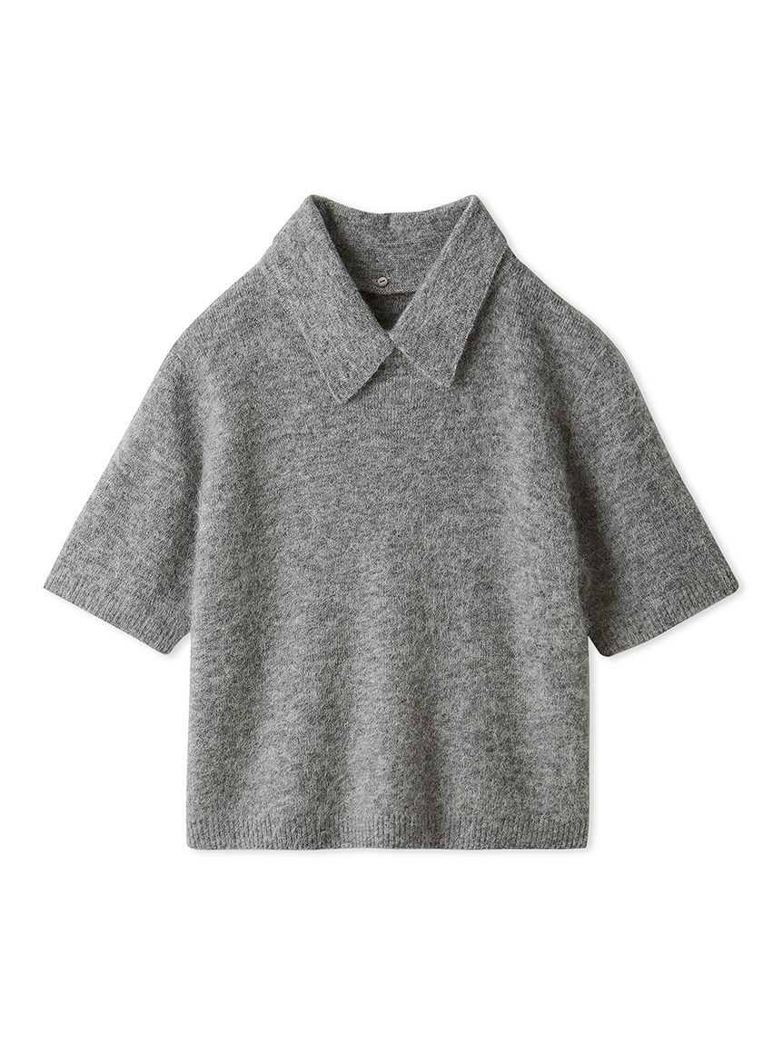 新品タグ付　クロップド丈モヘアニットトップス　茶色　Mila Owen ポロ衿クロップド丈モヘアニットトップス | ミラ オーウェン