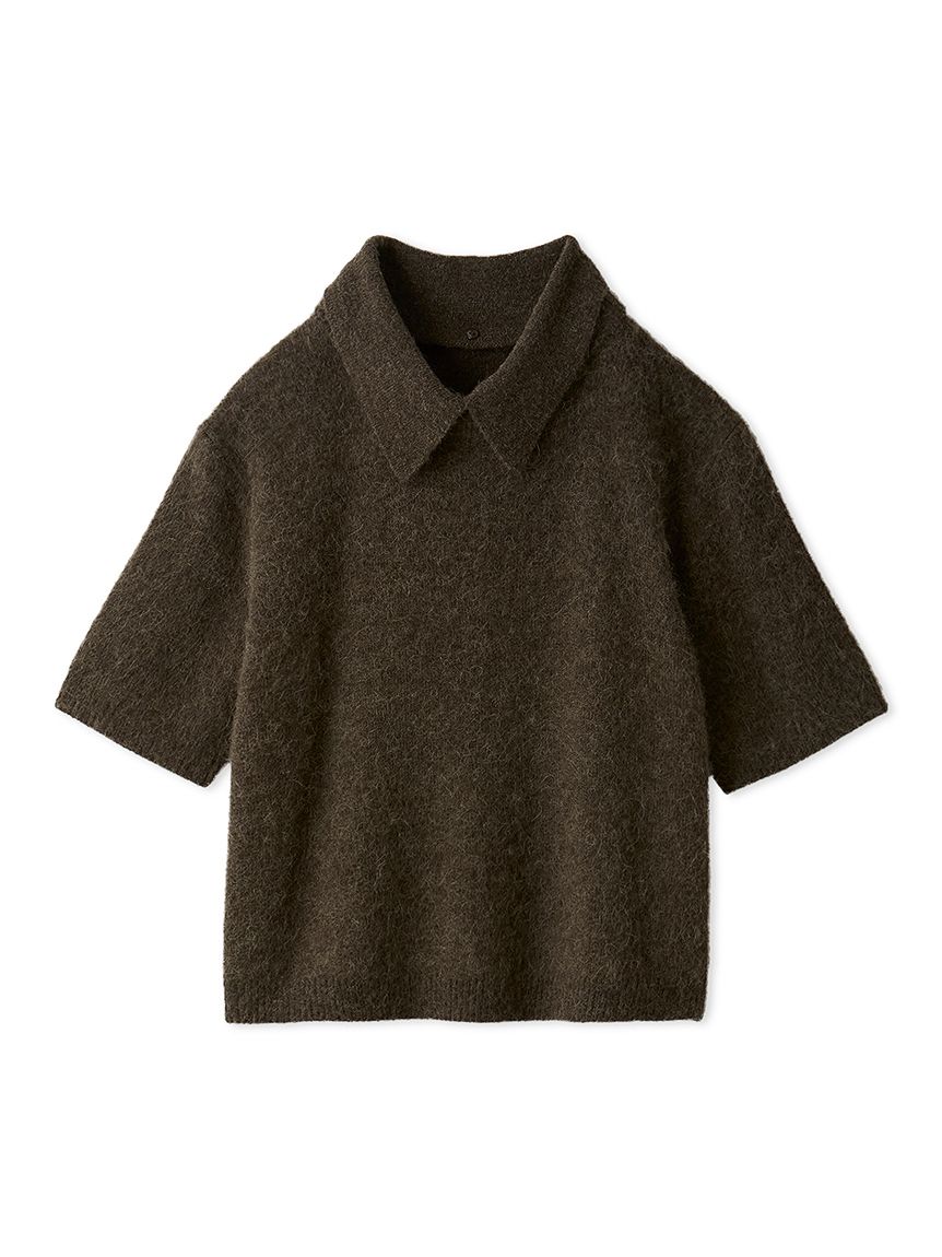 ポロ衿クロップド丈モヘアニットトップス(ニット)｜トップス｜Mila