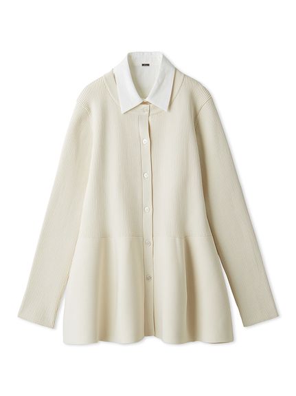 ミラオーウェン　襟付き　ペプラムニットプルオーバー　グレー Amazon | 衿付きペプラムニットプルオーバー 09WNT245215CGRY0