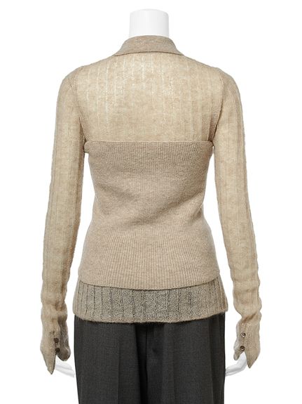 セットアイテム】ポロ襟ワイドリブベアSETモヘアニット(ニット