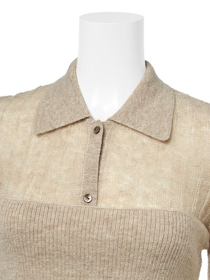 セットアイテム】ポロ襟ワイドリブベアSETモヘアニット(ニット